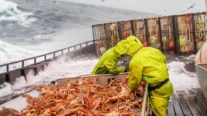 Crab boat fisherman in a storm