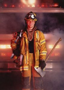 Brian Duff as a firefighter