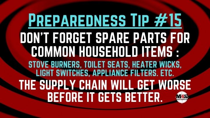 Keep spare parts on hand for household items