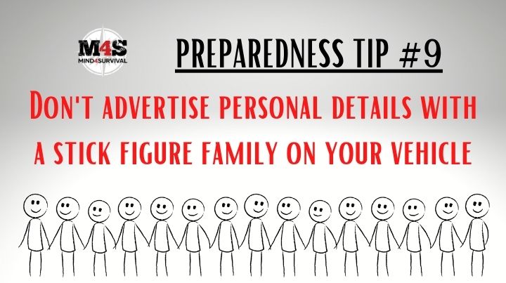 Don't advertise personal details with a stick figure family on your vehicle