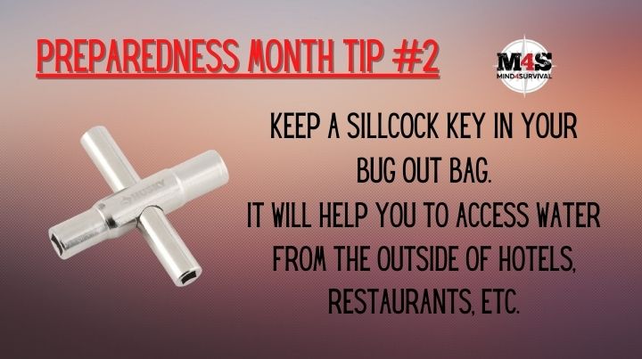 Keep a sillcock key in your bug out bag for accessing outdoor water sources