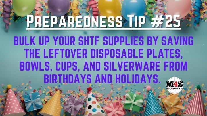 Save disposable paper party supplies to use during SHTF