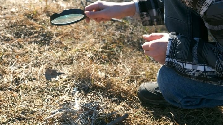 A magnifying glass can start a fire on a sunny day