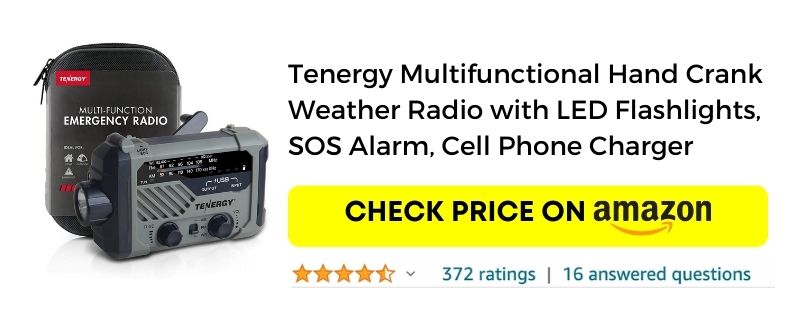 Tenergy Multifunctional Hand Crank Weather Radio with LED Flashlights, SOS Alarm, Cell Phone Charger