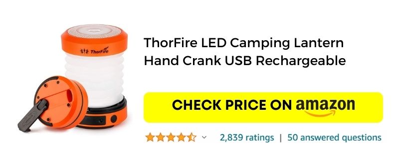 ThorFire LED Camping Lantern Hand Crank USB Rechargeable 