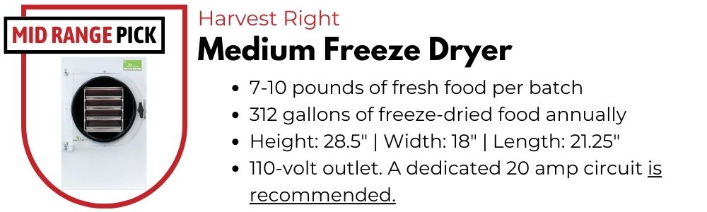 Harvest Right medium freeze dryer Information graphic