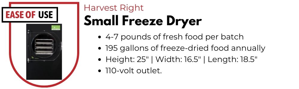 Harvest Right small freeze dryer information graphic