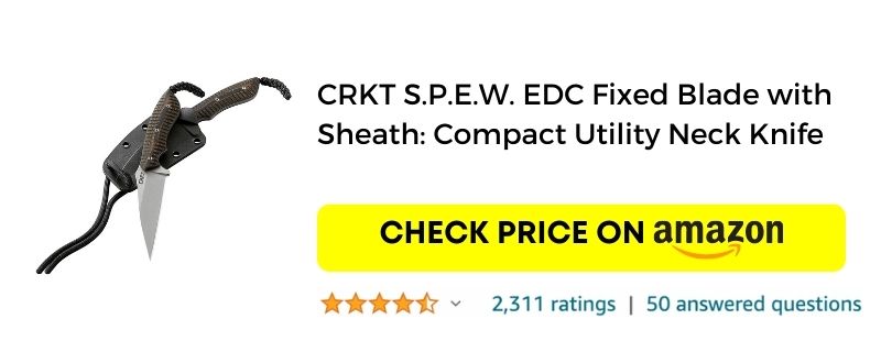 CRKT S.P.E.W. EDC Fixed Blade with Sheath: Compact Utility Neck Knife