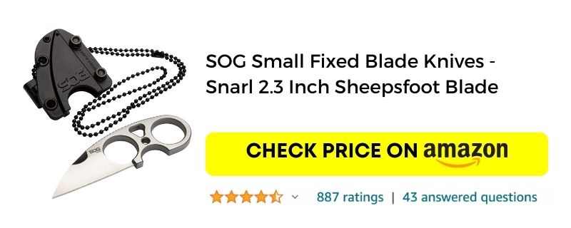 SOG Small Fixed Blade - Snarl 2.3 Inch Sheepsfoot Blade