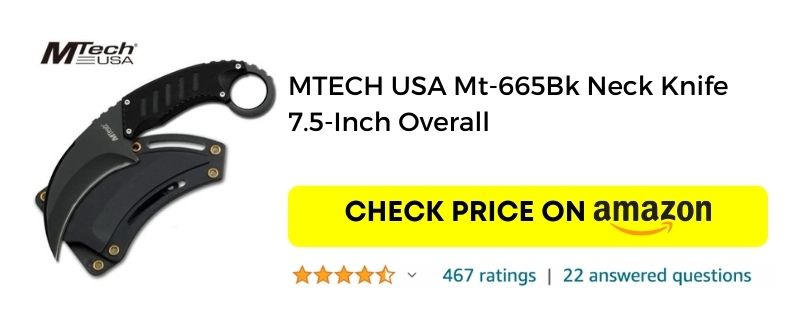 MTECH USA Mt-665Bk Neck Blade 7.5-Inch Overall