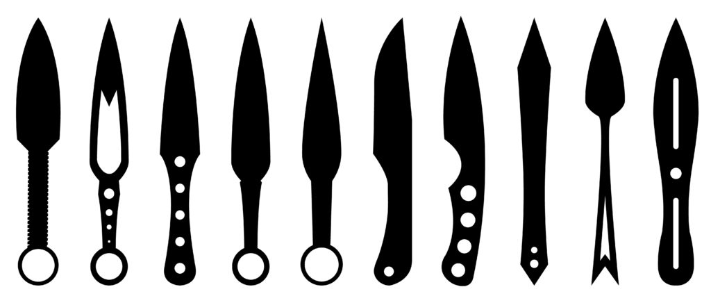 Throwing knives come in a variety of shapes and sizes