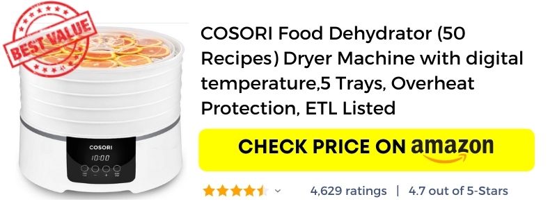 COSORI Food Dehydrator 5 Trays Overheat Protection Amazon link