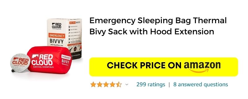 Emergency Sleeping Bag Thermal Bivy Sack with Hood Extension Amazon Link