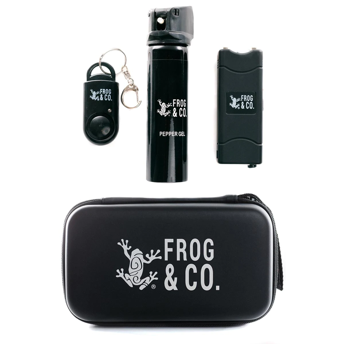 LifeShield® - Self Defense Kit w/ Stun Gun, Pepper Spray, Personal Alarm & Carrying Case by Frog & CO