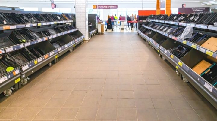 Empty supermarket shelves highlight the need to stockpile food