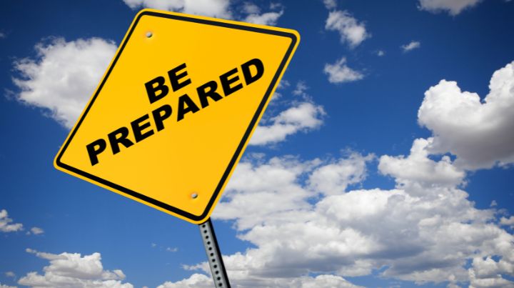 "Be prepared" street sign