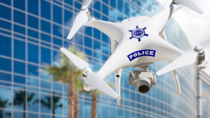 Police drone flying