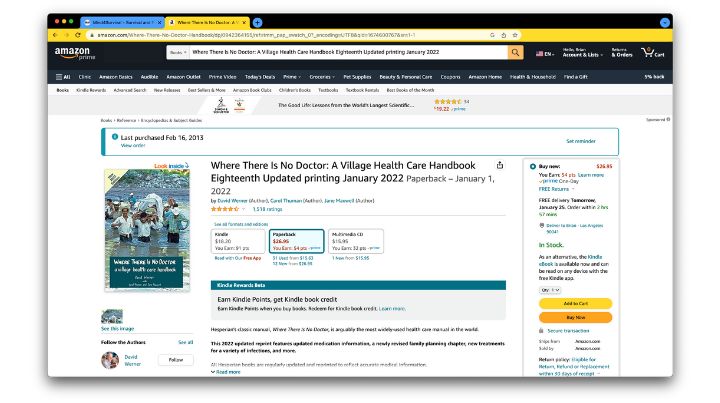 Where There Is No Doctor Amazon page