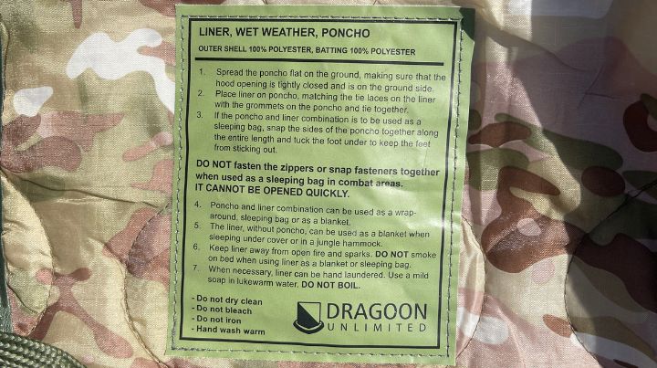 Dragoon Unlimited Poncho Liner Instructions