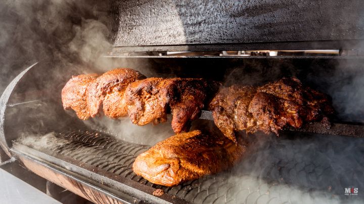 Meat being smoked