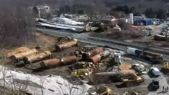 Ohio Train Derailment Wrecked Train Car