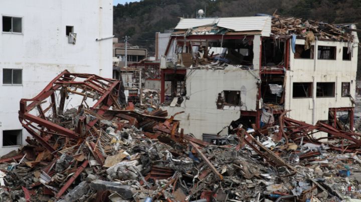 Tsunami destroyed buildings