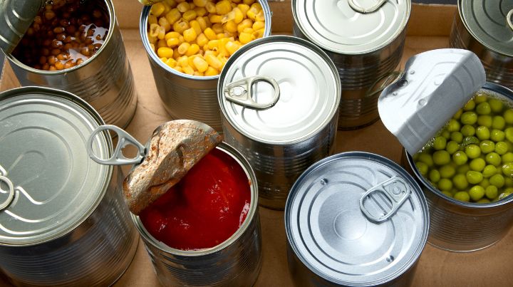 Table with Canned Foods
