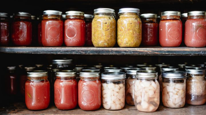 Shelf Stable Food Canned on Shelving Unit