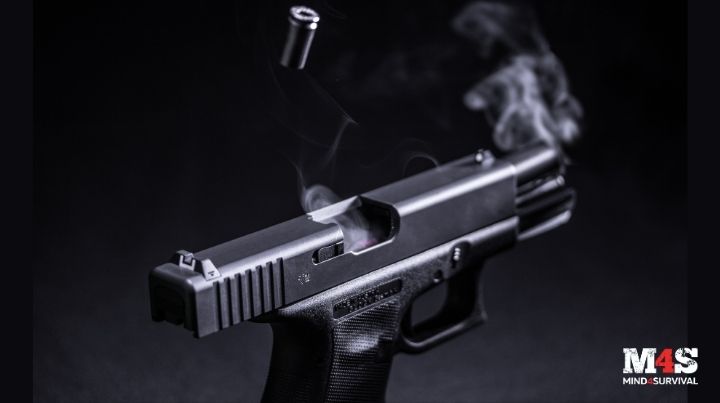 A Glock 19 ejecting a spent shell casing