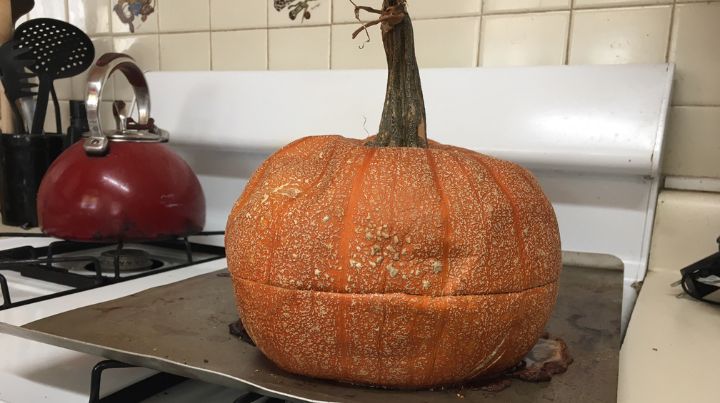 Your pumpkin may look partially collapsed after cooking
