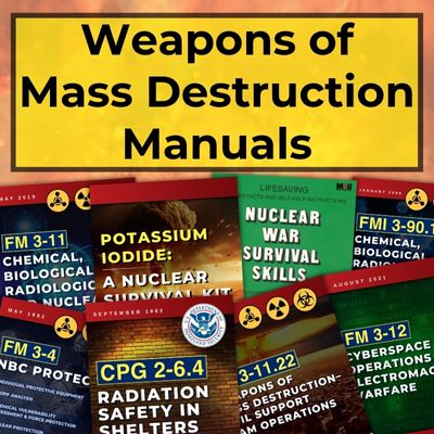 Weapons of Mass Destruction Manuals in a pile