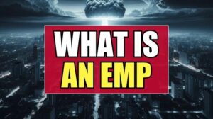 An EMP exploding over a darkened city with the text "What is an EMP"
