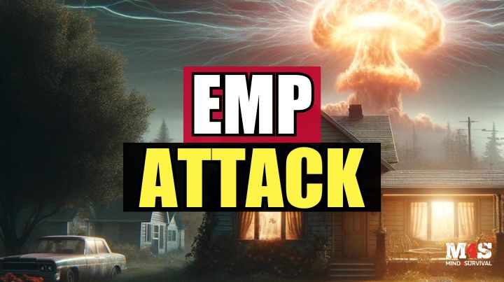 AN EMP exploding over a suburban home