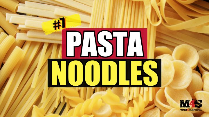 Several different types of pasta noodles. 