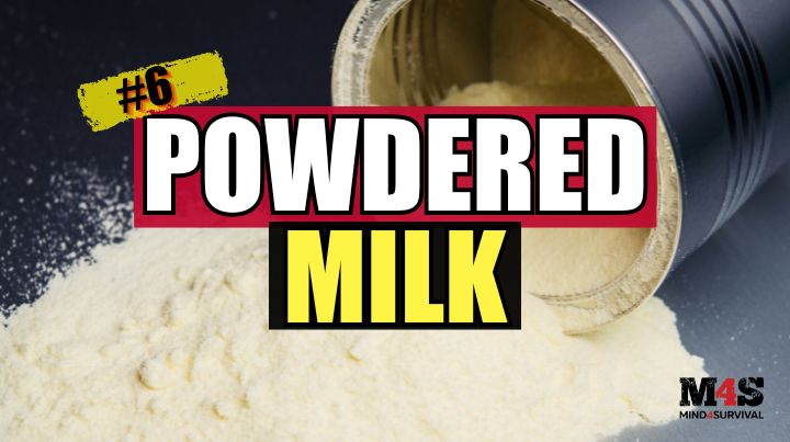A can of powdered milk spilled on its side. 
