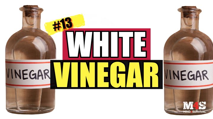 Two bottles of white vinegar. 