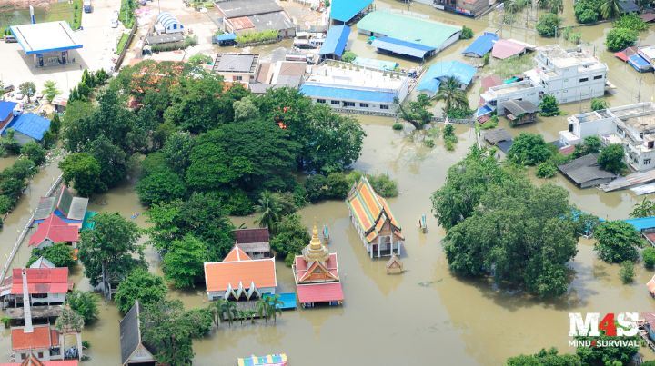 A flooded town