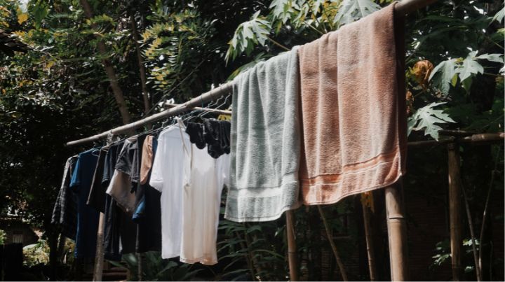 Clothes drying in the sun. 