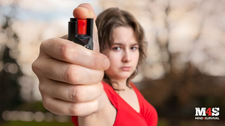 A woman with pepper spray