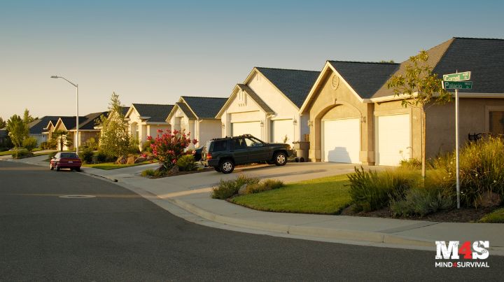 Homes in a suburban neighborhood. 